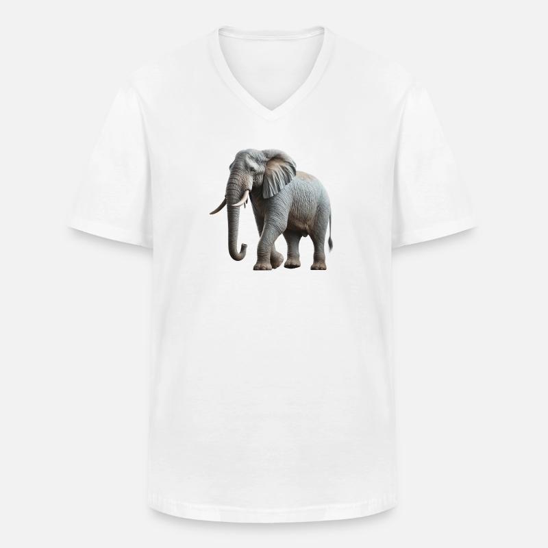 Elefante - Maglietta da uomo classica con scollo a V - bianco
