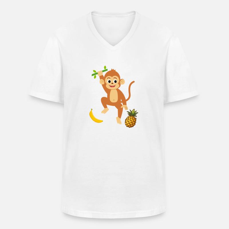 Player Monkey mit Ananas und Banane - Männer-T-Shirt mit V-Ausschnitt - Weiß