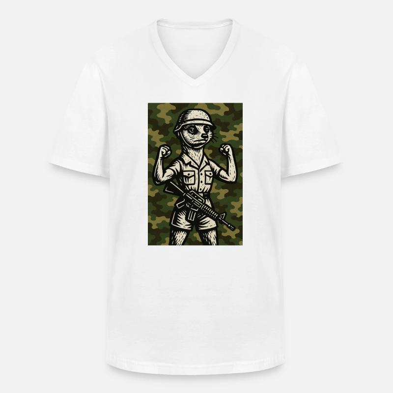 erdmännchen comic helden - Männer-T-Shirt mit V-Ausschnitt - Weiß