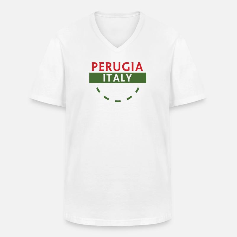 Perugia Italia Reiseabzeichen - Männer-T-Shirt mit V-Ausschnitt - Weiß