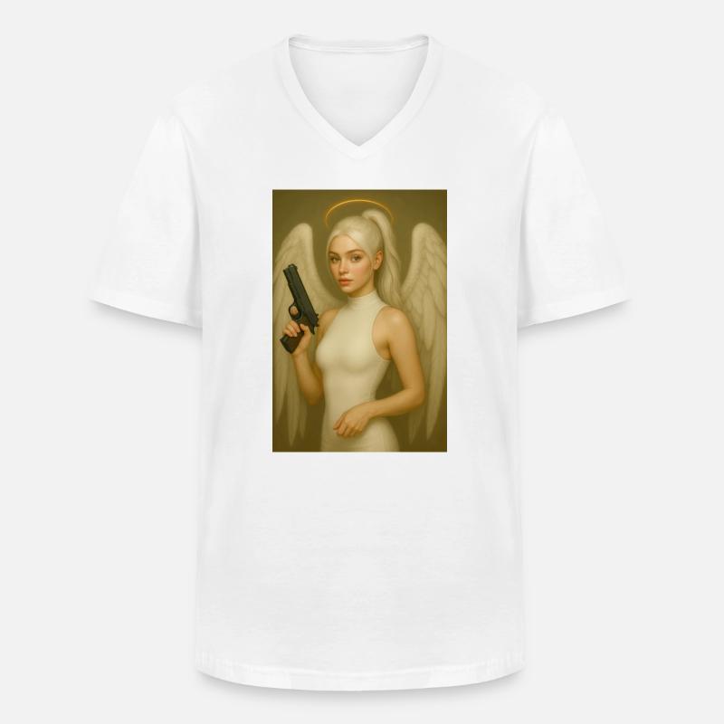 Engel mit Waffe  - Männer-T-Shirt mit V-Ausschnitt - Weiß
