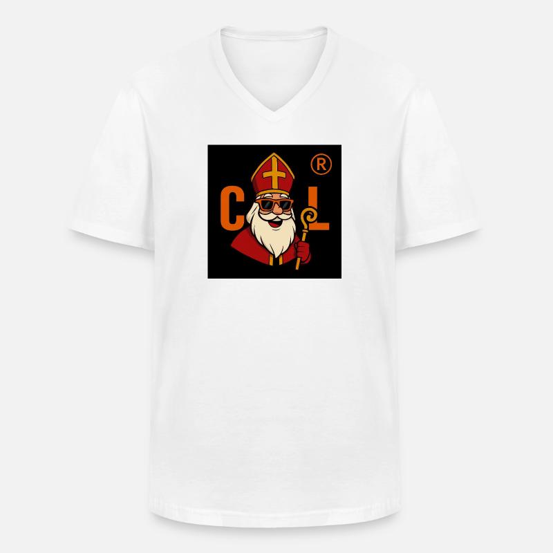 Sinterklaas mit Sonnenbrille - Männer-T-Shirt mit V-Ausschnitt - Weiß