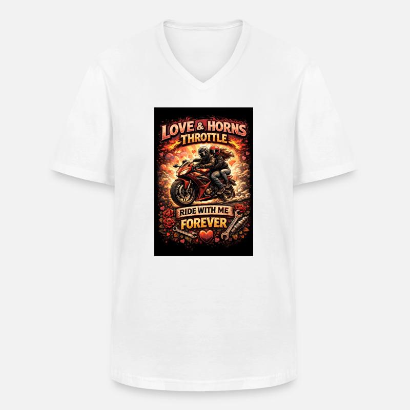 Love & Motorcycle: Ride Forever - Männer-T-Shirt mit V-Ausschnitt - Weiß