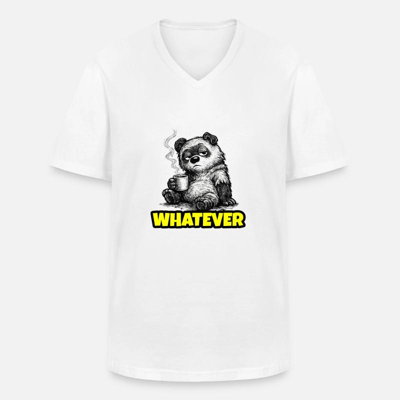 Whatever – Grumpy Bear Coffee (Sketch) - Männer-T-Shirt mit V-Ausschnitt - Weiß