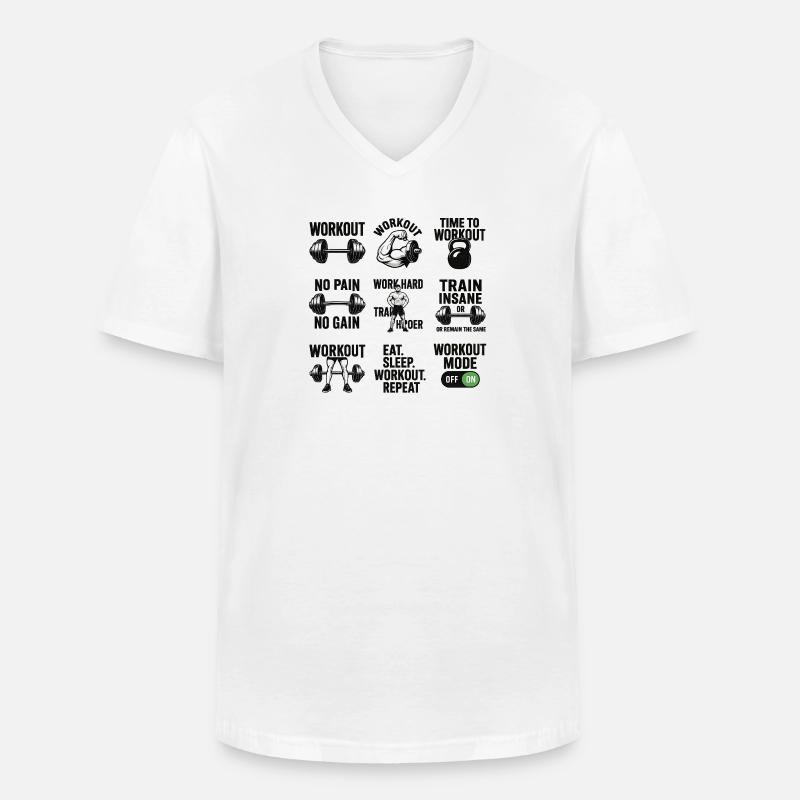 Power Gym Black Patterns Workout - Männer-T-Shirt mit V-Ausschnitt - Weiß