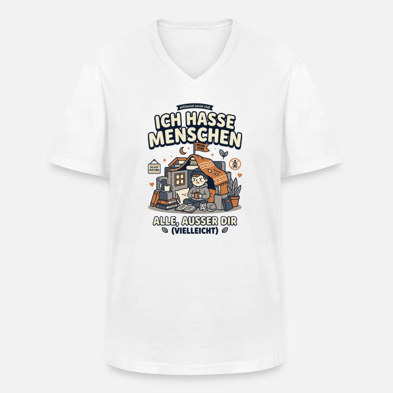 Ich hasse Menschen Humor Spruch - Männer-T-Shirt mit V-Ausschnitt - Weiß