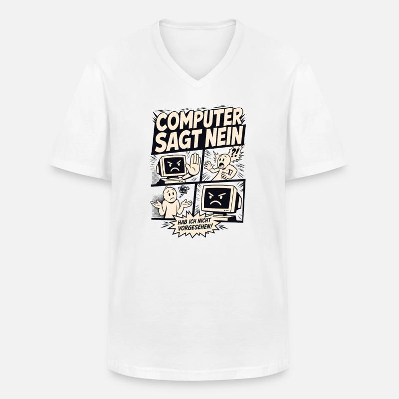 Computer sagt nein Comic Design - Männer-T-Shirt mit V-Ausschnitt - Weiß