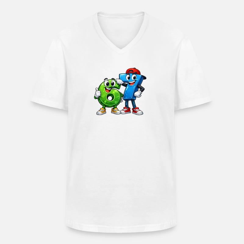 67 SIXSEVEN - Männer-T-Shirt mit V-Ausschnitt - Weiß