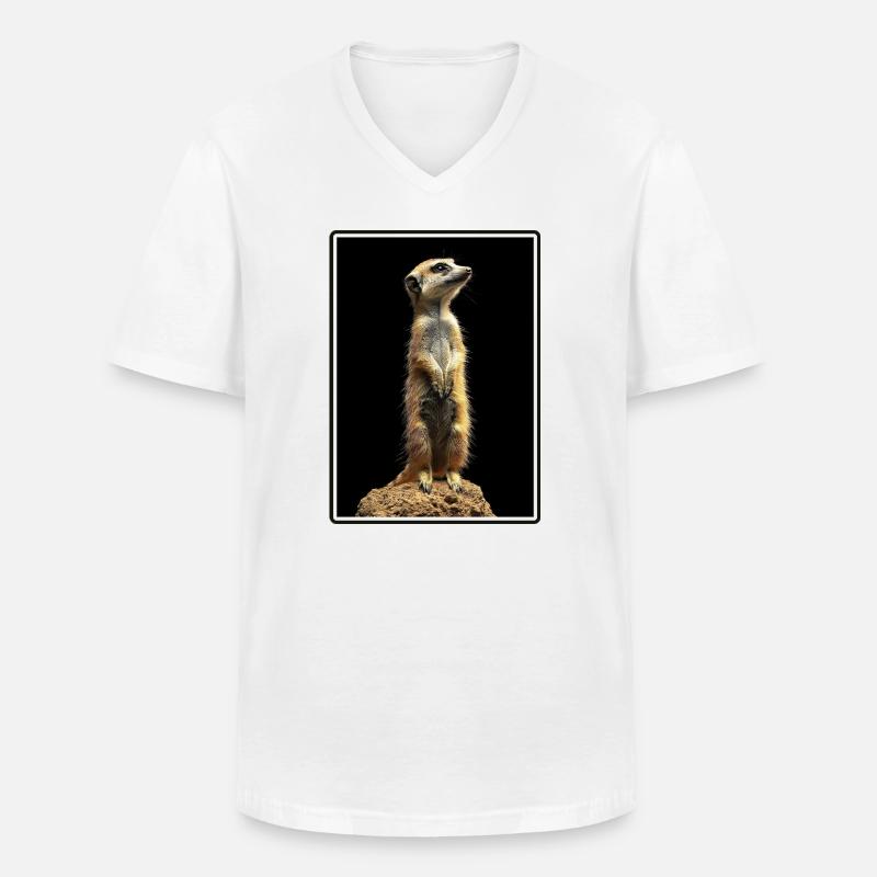 Suricate Erdmännchen - T-shirt col V Homme - blanc
