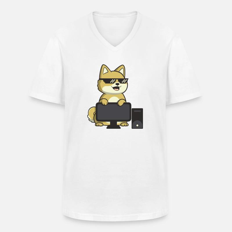 Magic Degen - Computer - Männer-T-Shirt mit V-Ausschnitt - Weiß