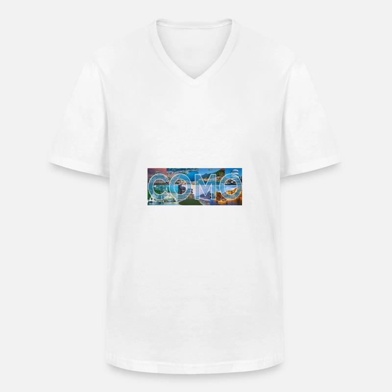 Como Sammlung - Männer-T-Shirt mit V-Ausschnitt - Weiß