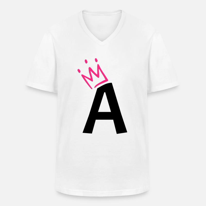 Buchstabe A mit Krone - Männer-T-Shirt mit V-Ausschnitt - Weiß