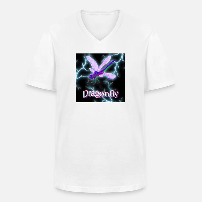 Trippy Dragonfly - Travis Scott Style - Männer-T-Shirt mit V-Ausschnitt - Weiß