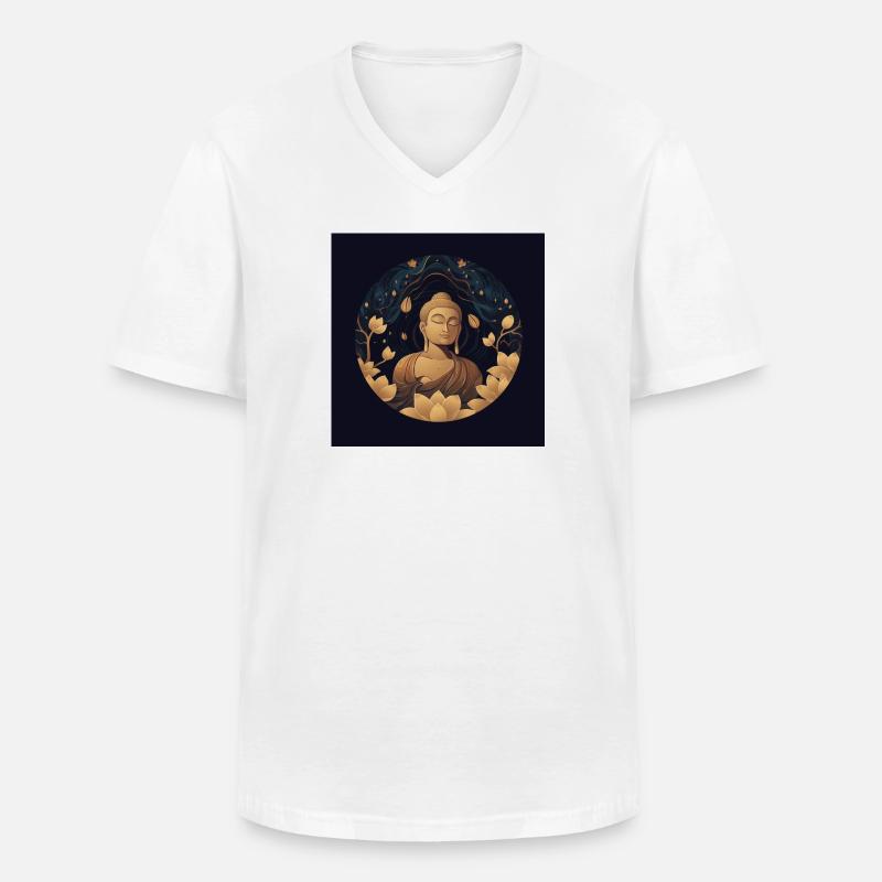 Buddha Artwork Classic - Männer-T-Shirt mit V-Ausschnitt - Weiß