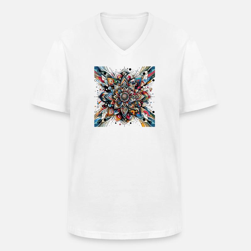 Abstraktes Muster Blüte - Männer-T-Shirt mit V-Ausschnitt - Weiß