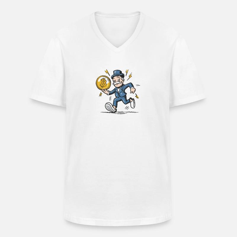 -Mann mit Bitcoin - Männer-T-Shirt mit V-Ausschnitt - Weiß