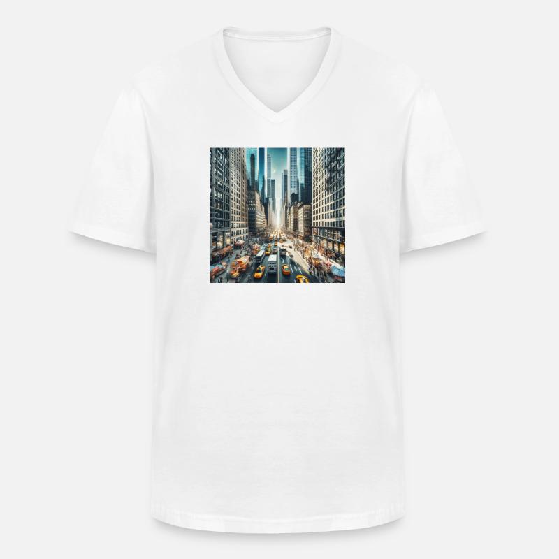 New Yorker Straße - Männer-T-Shirt mit V-Ausschnitt - Weiß