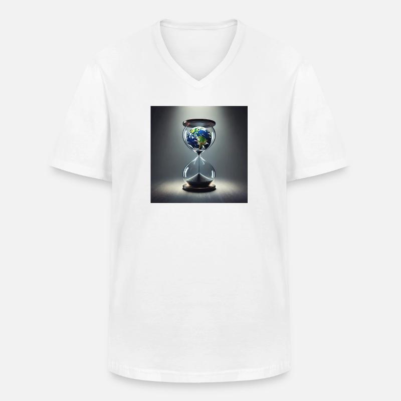 Die Zeit läuft! (D) - Männer-T-Shirt mit V-Ausschnitt - Weiß