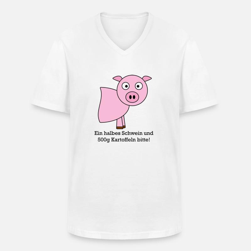 Halbes Schwein - Männer-T-Shirt mit V-Ausschnitt - Weiß