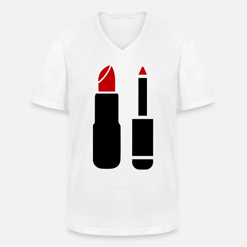 Make Up Kosmetik - Männer-T-Shirt mit V-Ausschnitt - Weiß