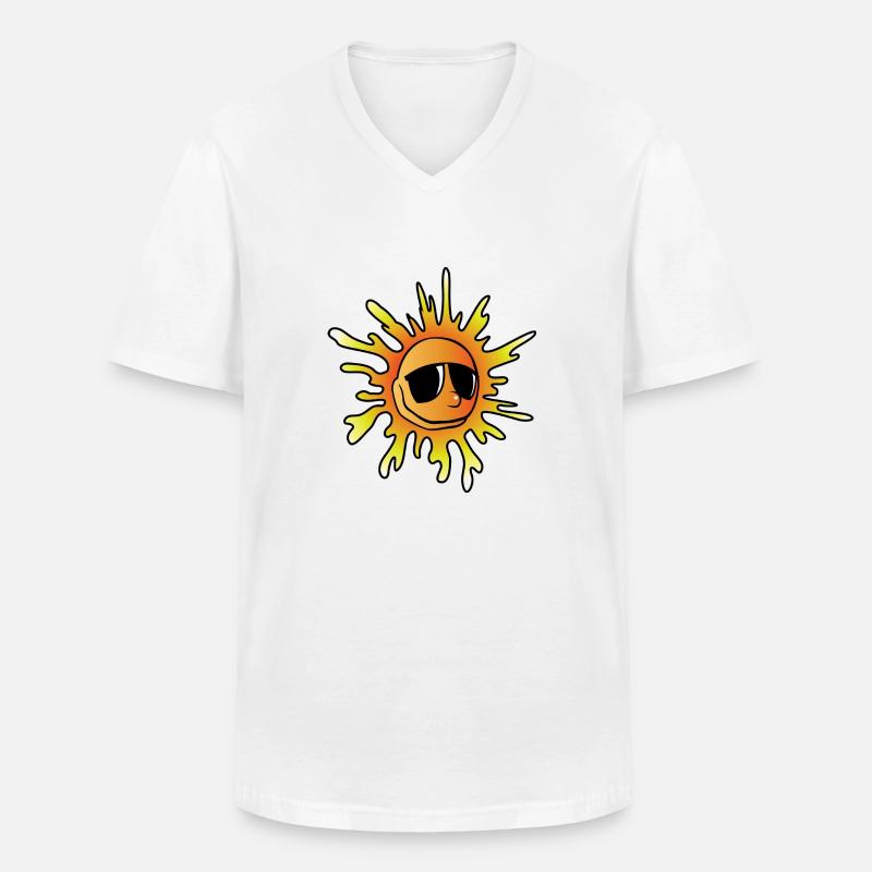 Sonne Comic - Männer-T-Shirt mit V-Ausschnitt - Weiß
