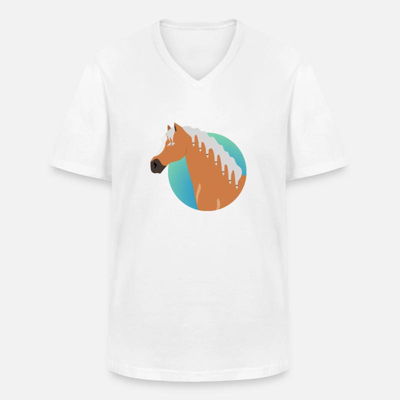 Pferde - Männer-T-Shirt mit V-Ausschnitt - Weiß