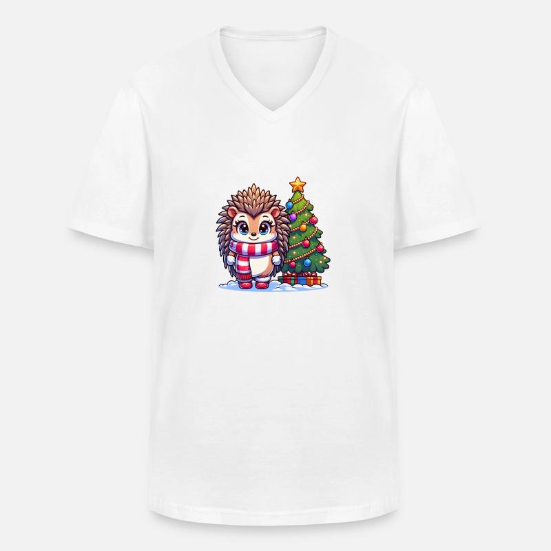 Igel-Weihnachten - Männer-T-Shirt mit V-Ausschnitt - Weiß