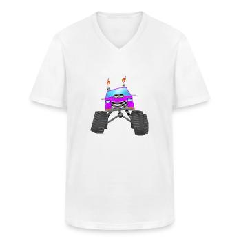 Monster Truck - T-shirt col V Homme - blanc - Devant - AI Model Male 185 light (185cm)