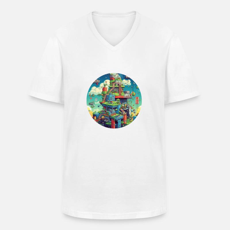 Spaß mit Pixel Videospielen - Männer-T-Shirt mit V-Ausschnitt - Weiß