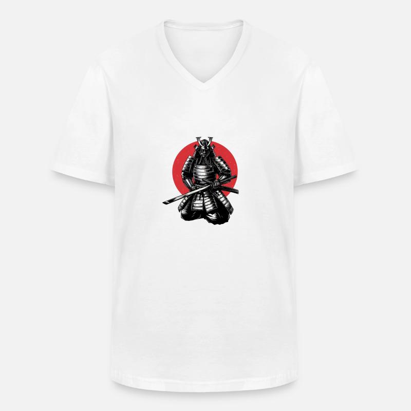 Samurai - Männer-T-Shirt mit V-Ausschnitt - Weiß
