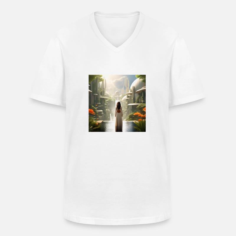 Frau in der Zeit - Männer-T-Shirt mit V-Ausschnitt - Weiß