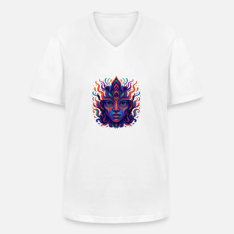 Psychedelische Farbenexplosion - Männer-T-Shirt mit V-Ausschnitt - Weiß