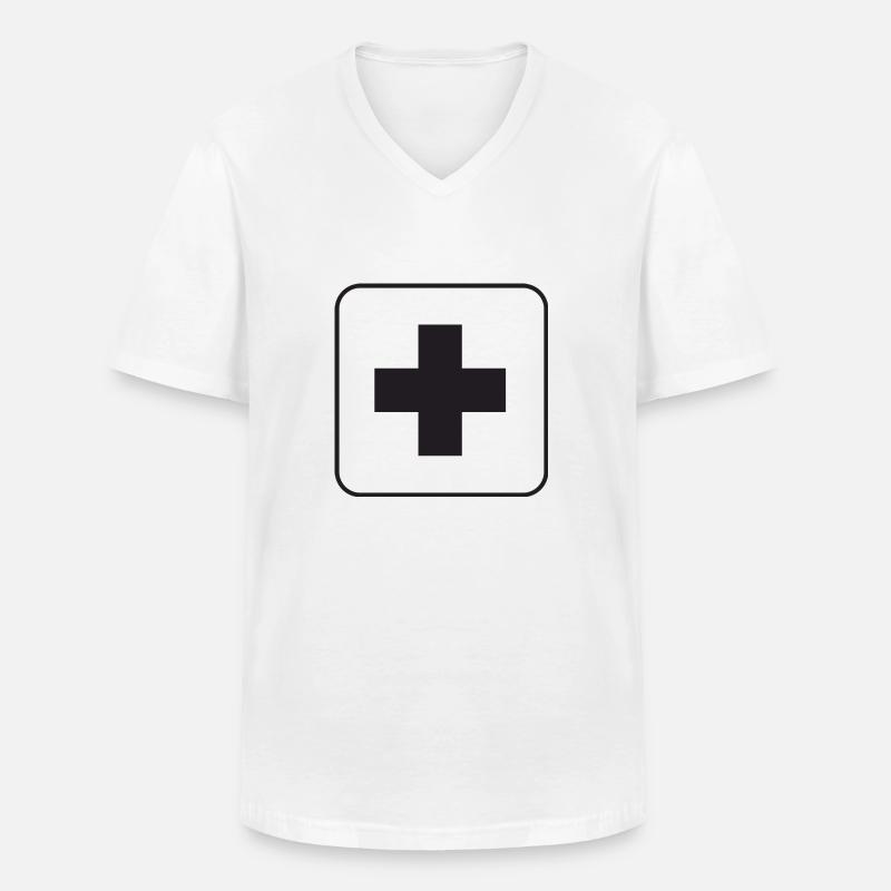 Erste Hilfe - Männer-T-Shirt mit V-Ausschnitt - Weiß