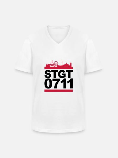 STGT 0711 - Männer-T-Shirt mit V-Ausschnitt - Weiß