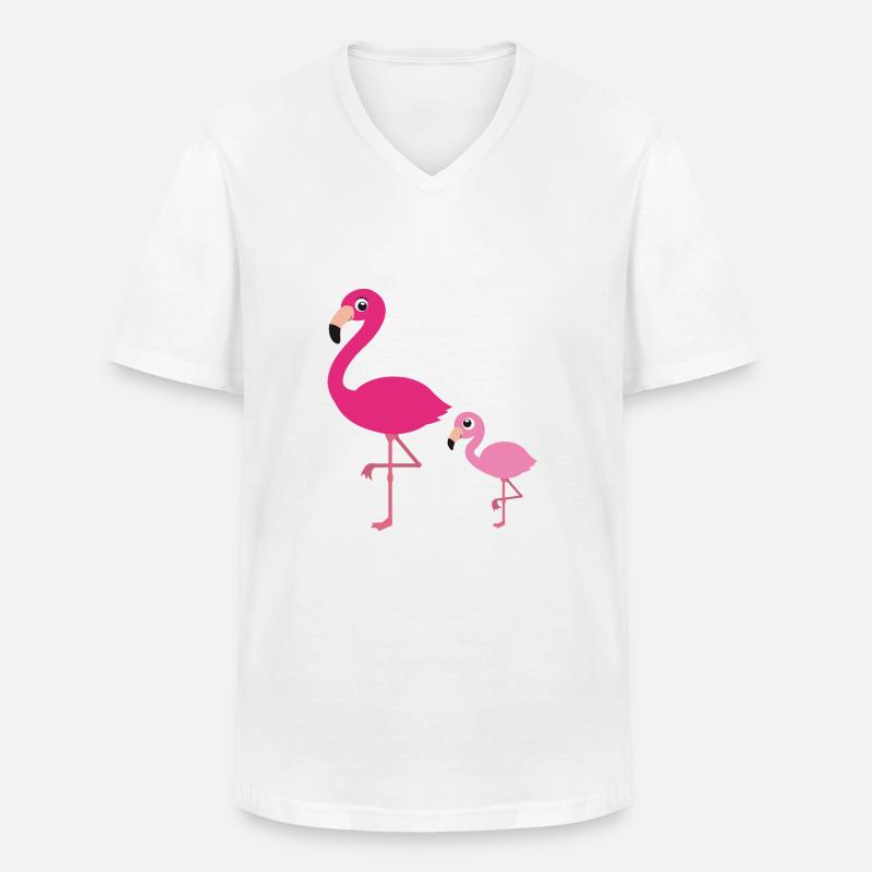 Flamingo Mutter mit Kind - Männer-T-Shirt mit V-Ausschnitt - Weiß