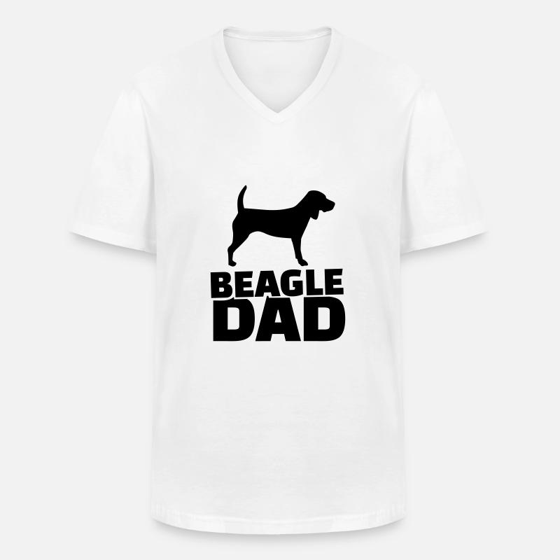 Beagle - Männer-T-Shirt mit V-Ausschnitt - Weiß