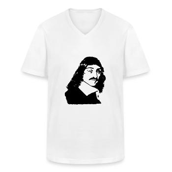 Büstenzeichnung des französischen Philosophen Desc - Männer-T-Shirt mit V-Ausschnitt - Weiß - Vorne - AI Model Male 185 light (185cm)