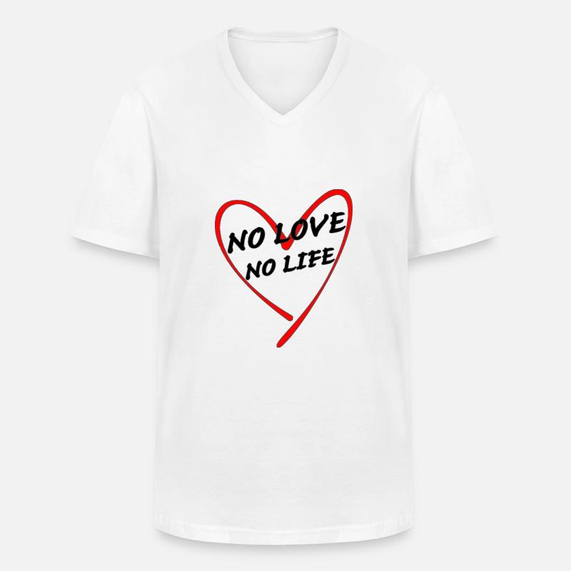 no love no life - Men's V-Neck T-Shirt - white