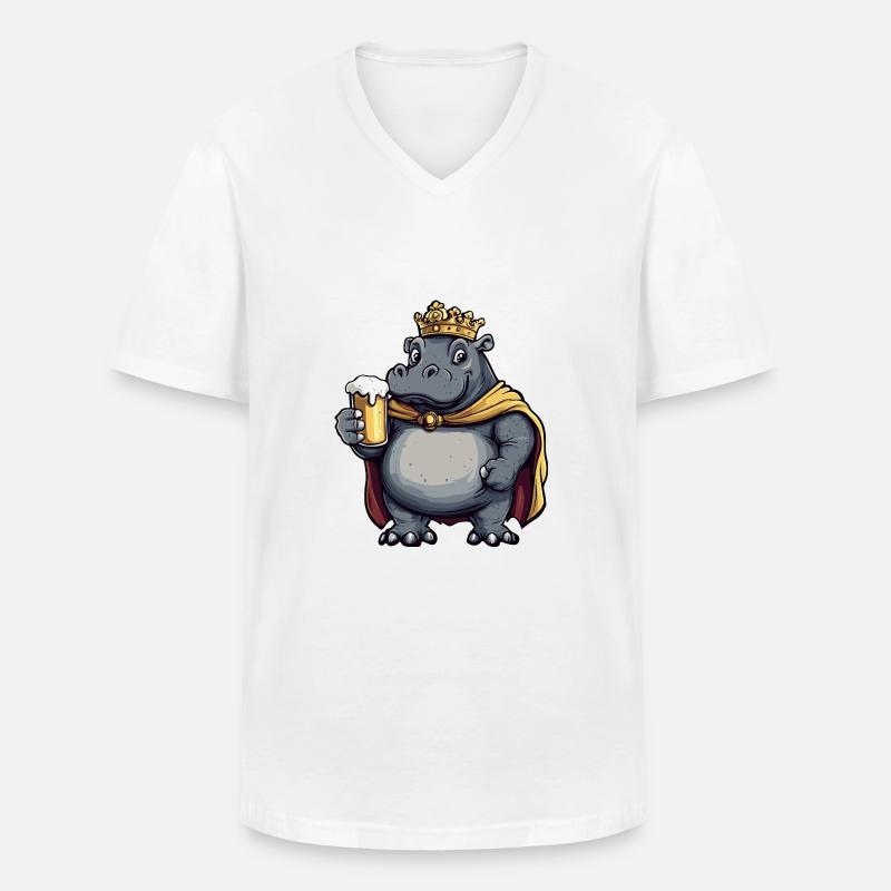 Nilpferd Bier Lustig - Männer-T-Shirt mit V-Ausschnitt - Weiß
