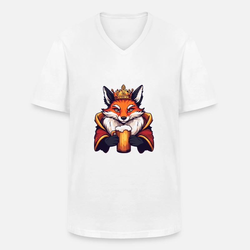 Fuchs Bier Lustig - Männer-T-Shirt mit V-Ausschnitt - Weiß