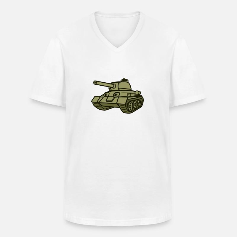 Panzer - Männer-T-Shirt mit V-Ausschnitt - Weiß