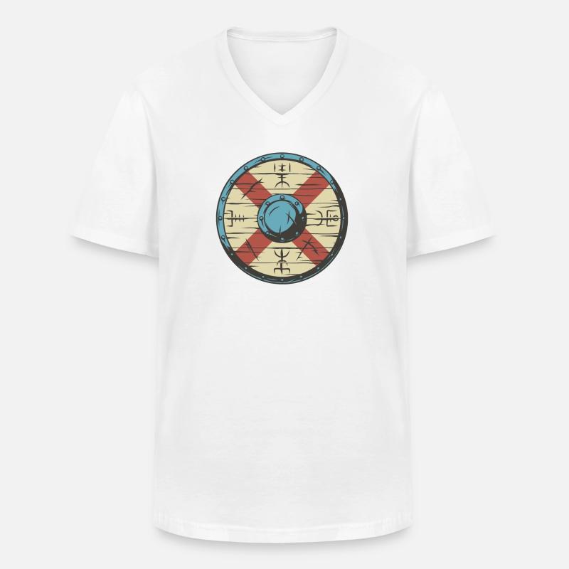 Wikinger Schild - Männer-T-Shirt mit V-Ausschnitt - Weiß