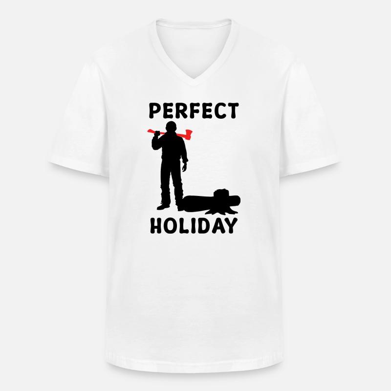 Holzarbeit Axt Holzfäller Baumfäller Statement - Männer-T-Shirt mit V-Ausschnitt - Weiß