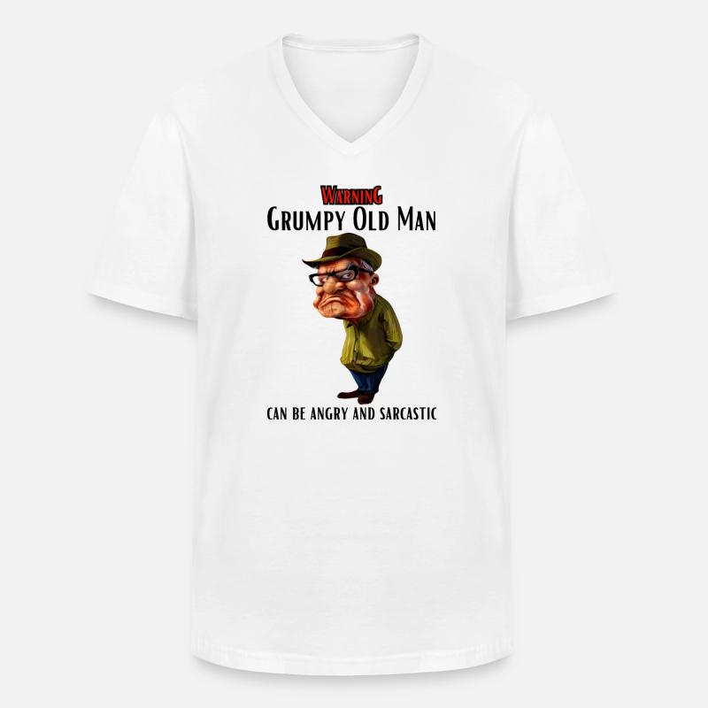 Warning Grumpy Old Man - Männer-T-Shirt mit V-Ausschnitt - Weiß