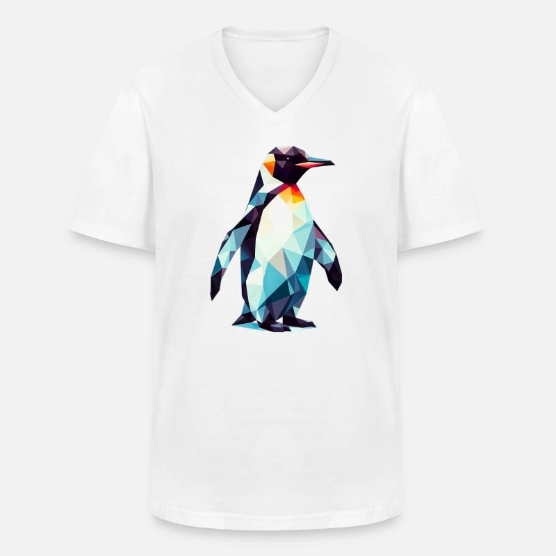 Polygonaler Pinguin - Männer-T-Shirt mit V-Ausschnitt - Weiß