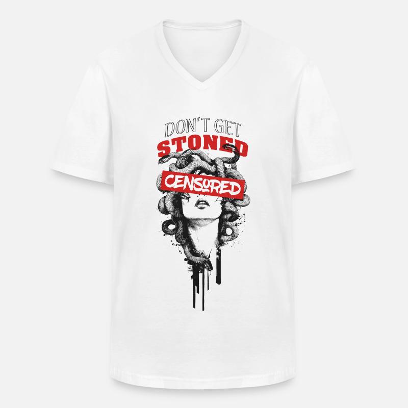 Dont get stoned - Männer-T-Shirt mit V-Ausschnitt - Weiß