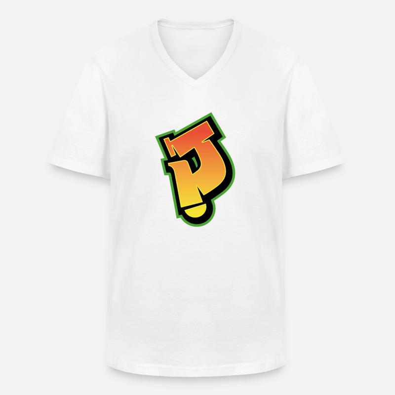 Graffiti-Schrift Wildstyle 01 Buchstabe 'J' - Männer-T-Shirt mit V-Ausschnitt - Weiß