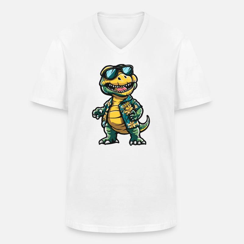 Dinosaurier T-Rex Comic Urlaub - Männer-T-Shirt mit V-Ausschnitt - Weiß