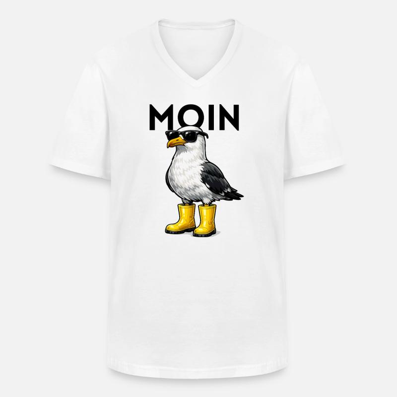Moin Moewe  - Männer-T-Shirt mit V-Ausschnitt - Weiß