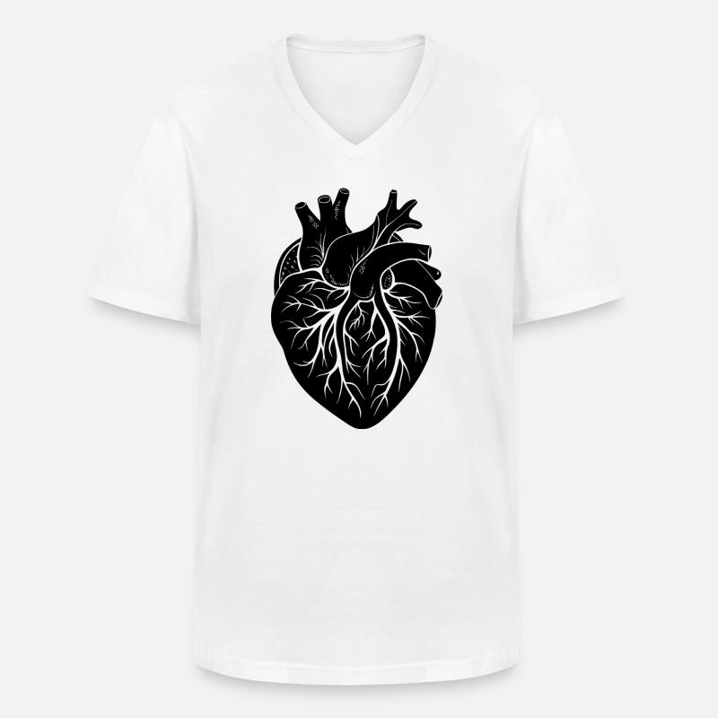 anatomisches Herz - Männer-T-Shirt mit V-Ausschnitt - Weiß